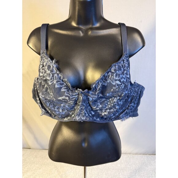 Cacique Navy Blue Lace womens Plus Size Bra 50C Underwire Supportive Sexy - Picture 1 of 3
